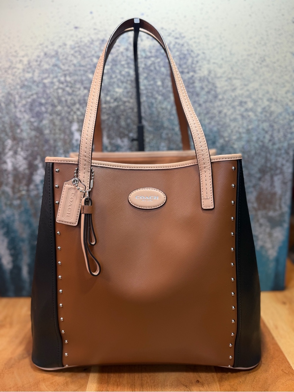 Coach 2014 Old Money Metro Studded Leather Tote Brown/Black (EUC) - Picture 6 of 16